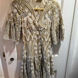 Sandro Beige and White Lace Dress